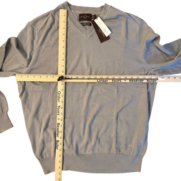 Black Brown 1826 Supima Cotton V-Neck Sweater XL Shark Grey NWT - Picture 5 of 8